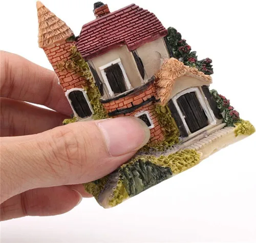 Vista 6 de 4 piezas de casa en miniatura de hadas, jardinería, micro paisaje, pueblo, piedra, bonsái, terrario, manualidades, adornos, accesorios, decoración