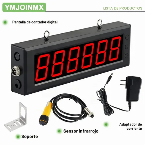 Vista 3 de Contador digital LED con sensor infrarrojo, pantalla roja de 1.5