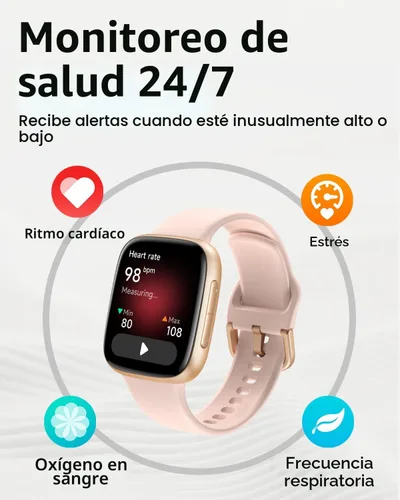 Vista 4 de ENOMIR - Reloj inteligente para mujer, pantalla ultra transparente AMOLED de 1.85 pulgadas, color rosa