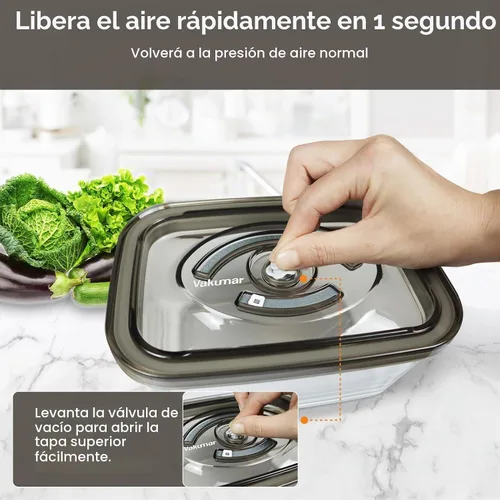 Vista 4 de Vakumar Recipientes de almacenamiento de alimentos con sellado al vacío, 2 recipientes selladores al vacío para guardar y mantener el sabor