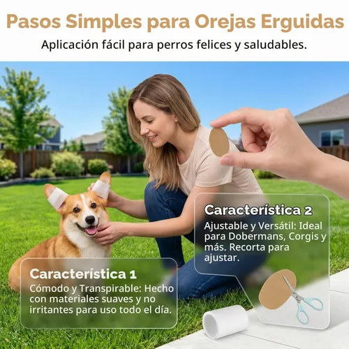 Vista 8 de SUPVOX 1 par de herramientas de soporte para orejas de perro: kit de publicación de orejas con cinta y calcomanías para Doberman Corgi y más - Ayuda