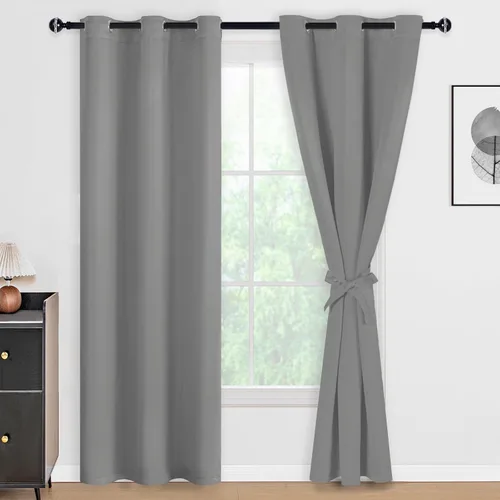 Vista 143 de DWCN - Cortinas 100% opacas para dormitorio con forro negro, cortinas de ventana de doble capa con aislamiento térmico que oscurecen toda la Azul