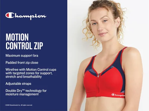 Vista 5 de Sujetador deportivo con cremallera y control de movimiento para mujer Champion