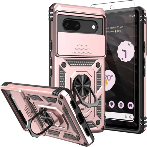 Vista 7 de Funda para Pixel 7a, con protectores de pantalla y funda para cámara, [grado militar] de 16 pies. Funda protectora probada contra caídas con soporte