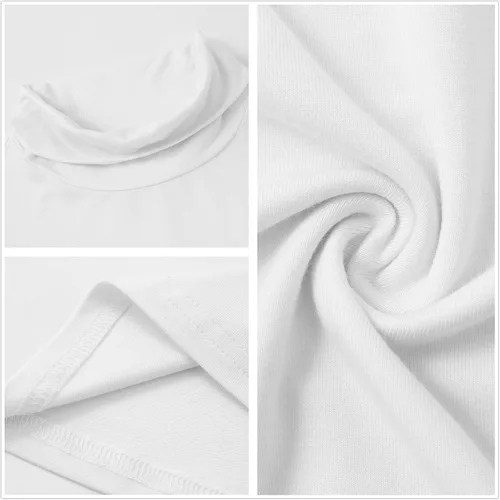 Vista 5 de Formeet17 Paquete de 2 camisetas de manga larga con cuello alto para mujer, básicas, elásticas, cómodas, de cuello alto