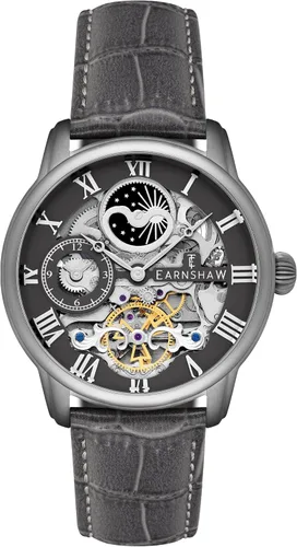 Vista 12 de Thomas Earnshaw Reloj automático de esqueleto de doble tiempo para hombre de 1.732 in con pulsera de acero inoxidable sólido ES-8006