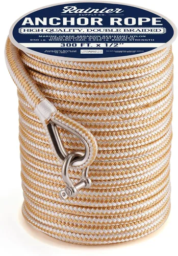 Vista 19 de RainierSupplyCo Cuerda de anclaje para barco - Línea de anclaje de cuerda marina trenzada doble - 100/150 / 200/300 pies de línea de navegación