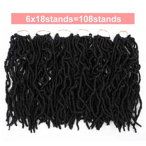 Vista 2 de 6 Paquetes Soft Locs Cabello de Ganchillo Pre Looped Faux Locs Trenzas de Ganchillo Goddess Locs Dreadlocs Cabello Sintético Para Mujeres Negras 1b