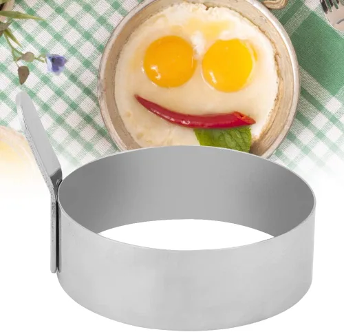 Vista 2 de Anillo redondo de acero inoxidable de 3.5 pulgadas para freír huevos, panqueques, moldes para cocinar para el desayuno