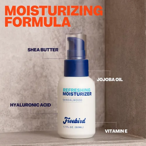 Vista 3 de Freebird Hidratante facial para hombres, loción facial ligera hidratante diaria con colágeno antienvejecimiento, acabado mate, fórmula no grasa