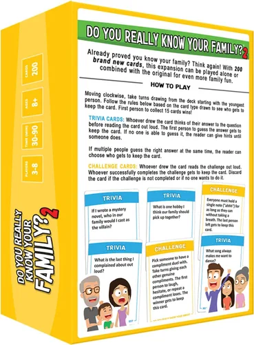 Vista 6 de ¿REALMENTE CONOCES A TU FAMILIA? 2, El Juego de Expansión con 200 Nuevas Cartas para Más Diversión en la Noche de Juegos Familiares, Juega Solo