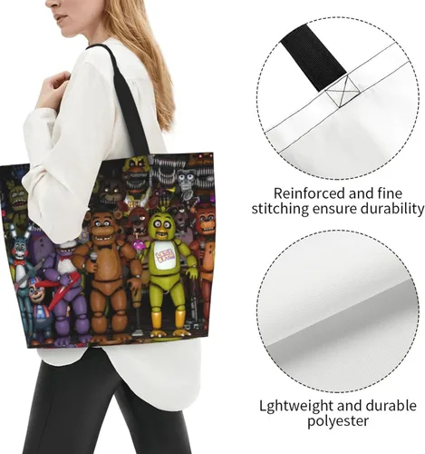 Vista 4 de BELSAV Bolsa de mano con estampado para mujer, reutilizable, plegable, bolsa de compras, bolsa de playa, bolsa de hombro, bolsa de viaje