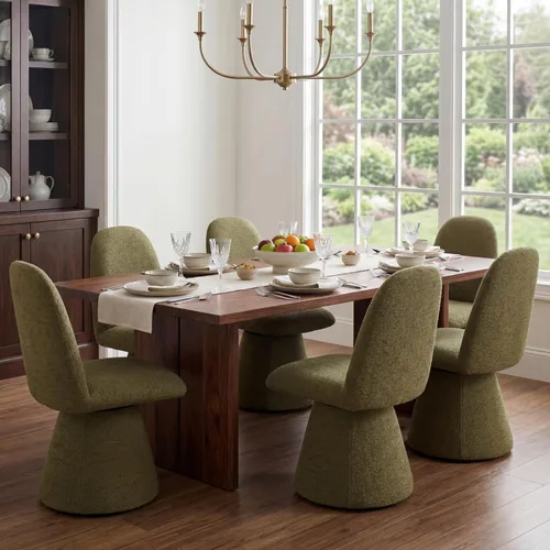 Vista 9 de DUOMAY Juego de 2 sillas de comedor giratorias de 360°, modernas de mediados de siglo, tapizadas con respaldo alto, base giratoria silenciosa, silla