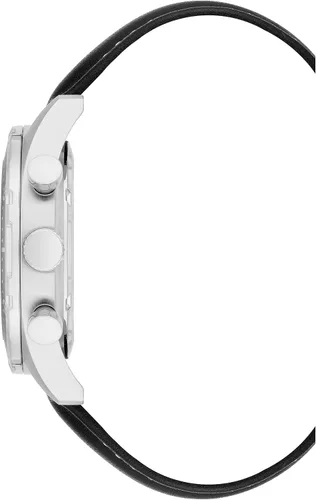 Vista 2 de Armitron Reloj analógico cronógrafo con correa de cuero para hombre, Negrotono plateado, Japonés