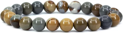 Vista 25 de Keleny Gem - Pulsera elástica de piedras semipreciosas con cuentas redondas de 8 mm, 7 pulgadas, unisex Ágata de encaje azul de grado A