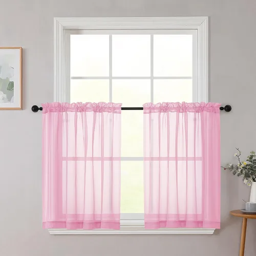 Vista 14 de 2 paneles de cortinas traslúcidas blancas para dormitorio, sala de estar, 96 pulgadas de largo, modernas, suaves, ligeras, con bolsillo para barra