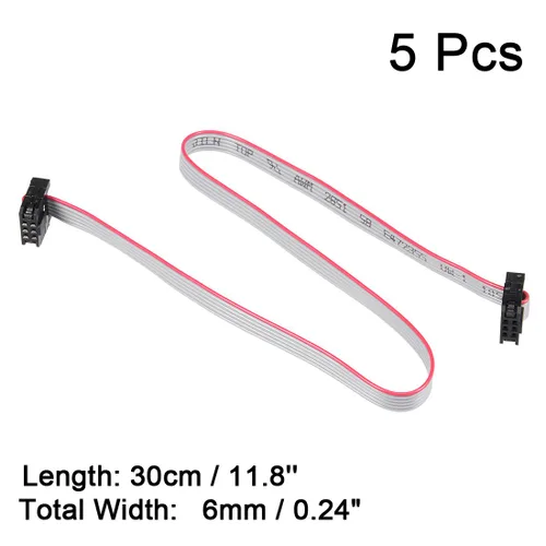 Vista 2 de uxcell IDC 6 pines conector plano cinta cable hembra longitud 11.8 in 0.079 in paso, 5pcs