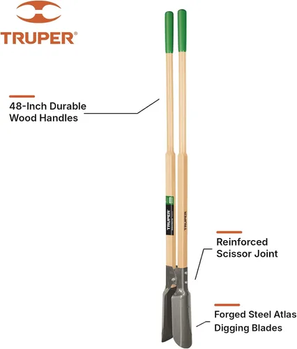 Vista 3 de Truper - 30370 Tru built - Excavadora manual de postes para jardín, 42 pulgadas., asas de madera, 45" Mango de madera de 48 pulgadas, cuchillas