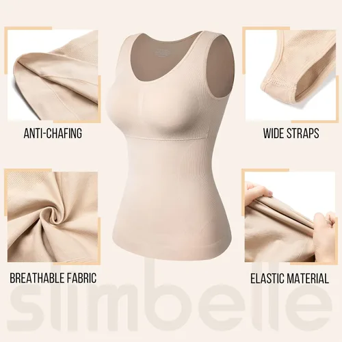 Vista 4 de SLIMBELLE Camisola para mujer con control de abdomen y moldeador de cuerpo con brasier integrado
