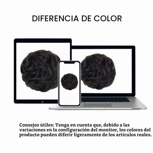 Vista 8 de Rose bud Extensiones de Cabello para Mujer en Forma de Moño Desordenado, Banda Elástica para Updo, Cabello Rizado y Desordenado, Scrunchie