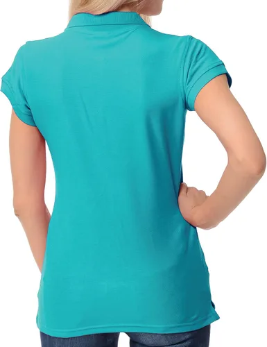 Vista 3 de FRESH TEE Polo de manga corta para mujer 100% algodón slim fit (XL, turquesa), Turquesa