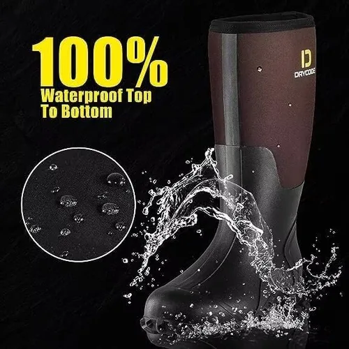 Vista 2 de DRYCODE Botas de goma para hombre para todas las estaciones, botas de lluvia impermeables con vástago de acero, de neopreno de 0.197in