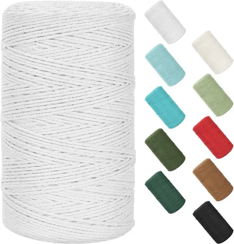 Vista 160 de Cuerda de macramé de 0.079 in x 220 yardas (656 pies), cuerda de algodón natural para colgar en la pared, ganchos de plantas, manualidades Verde