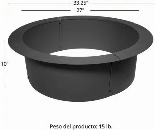 Vista 5 de Ash & Ember - Revestimiento de acero para hoguera de 33" de diámetro exterior x 27" interior - Revestimiento de 4 paneles de acero de 1.5mm
