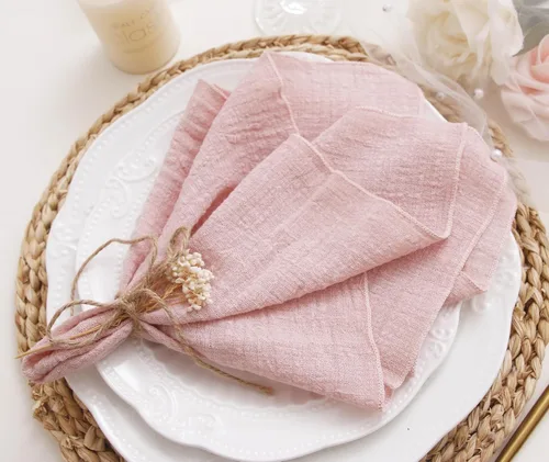 Vista 7 de Servilletas de tela para cena 10 unidades, servilletas de gasa 100% algodón natural suave, servilletas lavables ideales para bodas, decorativas