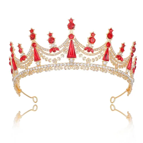 Vista 8 de FORSEVEN - Tiara de novia de cristal para cumpleaños, coronas de diamantes de imitación, boda, Halloween "Adult Women Bride Bridesmaid Engagement