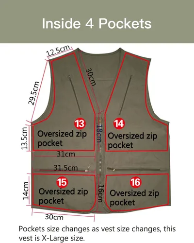 Vista 3 de Chaleco Flygo para hombre, para pesca, trabajo, safari, viaje de reportajes o para actividades al aire libre en verano, con bolsillos
