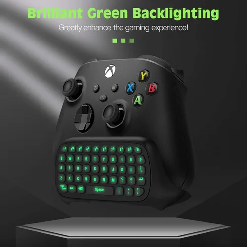 Vista 3 de TiMOVO Green Backlight Keyboard for Xbox One Xbox Series XSWireless Chatpad Message KeyPad with Headset Audio JackMini Game Keyboard Fit Xbox