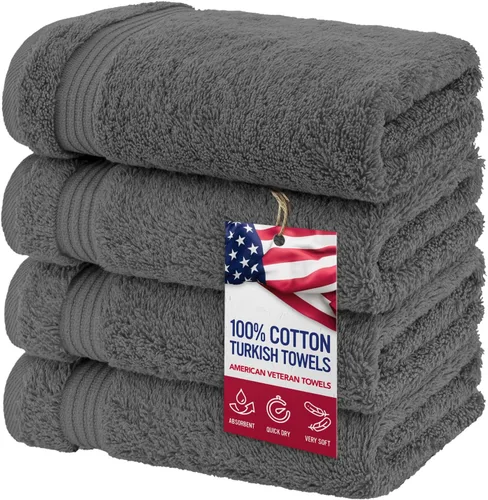Vista 51 de Juego de toallas American Veteran Towel, de lujo, 6 piezas de algodón 100 % turco para máxima suavidad y absorción, para hotel y spa