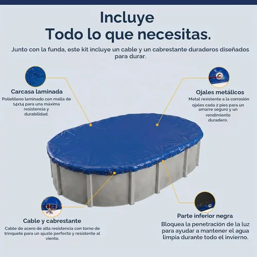 Vista 4 de Cubierta oval de invierno para piscina sobre suelo, Azul Royal