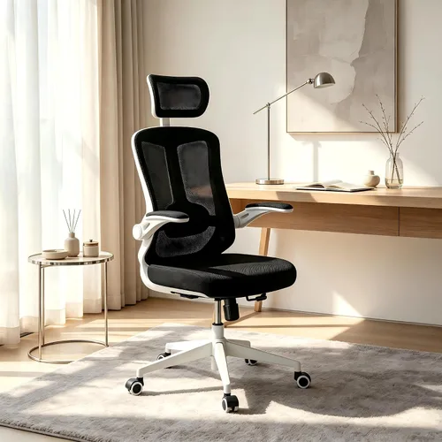 Vista 10 de Silla de oficina ergonómica, sillas de escritorio cómodas de 350 libras con soporte lumbar para espalda, sillas de computadora de malla con ruedas