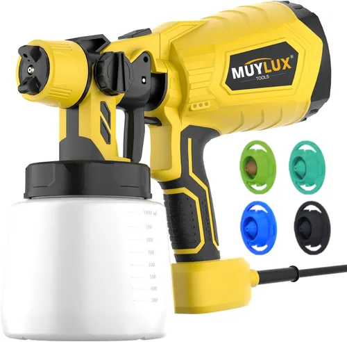 Vista 8 de Pulverizador de pintura, pistola de pulverización HVLP de 800 W con 5 boquillas y 3 patrones, pulverizadores de pintura eléctricos para pintura