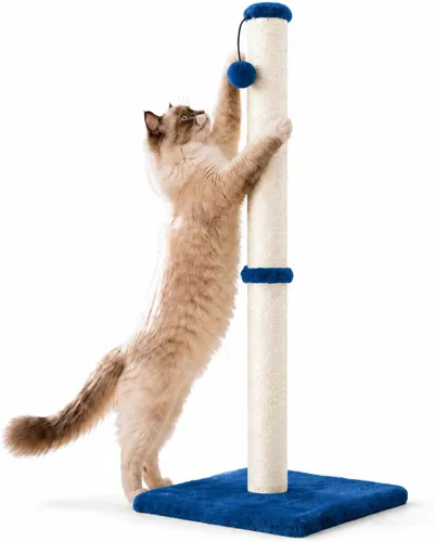 Vista 19 de Dimaka - Poste rascador para gatos de 34 pulgadas de alto, con cuerda de sisal y cubierto con suave felpa suave, rascador vertical