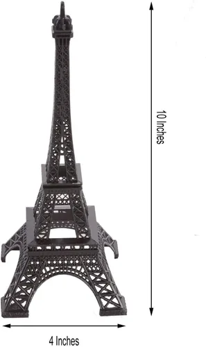 Vista 2 de BalsaCircle Centro de mesa de torre Eiffel de metal negro de 10 pulgadas para regalos de fiesta de boda, decoración de mesa, suministros para cenas