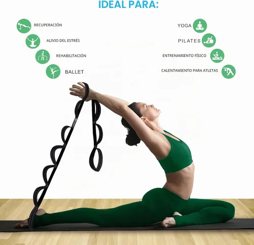Vista 3 de A AZURELIFE Premium Durable Stretch Straps with Loops, Stretching Strap for Physical Therapy, Multi-Loop Yoga Strap Fitness Exercise Strap for Yoga
