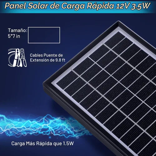 Vista 4 de Panel solar Sumind 12v 3.5w para alimentador de ciervos con pinzas
