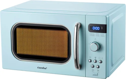 Vista 9 de COMFEE' - Horno microondas retro de tamaño compacto para encimera, base giratoria con memoria de posición, botón de encendido y apagado de sonido