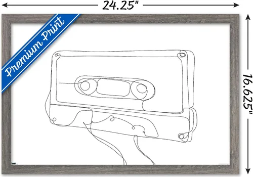 Vista 3 de Trends International LÍNEA Y CEPILLO - Póster de pared de casete de línea continua, 14.72 x 22.37 pulgadas, versión enmarcada de madera de granero