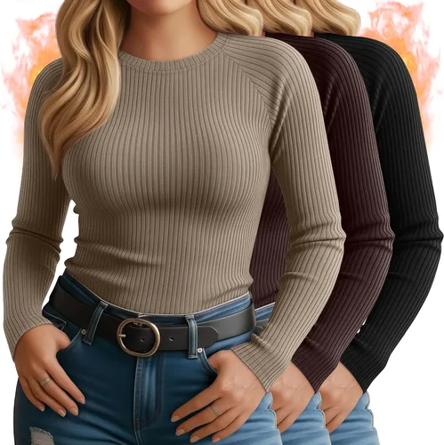 Vista 6 de Paquete de 3 camisas térmicas de manga larga acanaladas