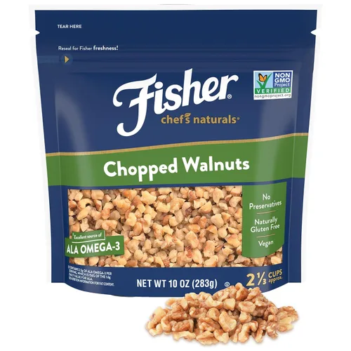 Vista 8 de Fisher Chef's Naturals - Nueces picadas, 6 onzas, 100% nueces sin sal de California para hornear y cocinar, bocadillos saludables para adultos