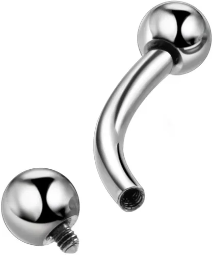 Vista 2 de Pierced Owl - 316L Stainless Steel 12-00GA Large Gauge Internally Threaded Curved Barbell