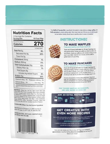 Vista 2 de PEScience Mezcla de proteínas para panqueques y waffles, rollo de canela