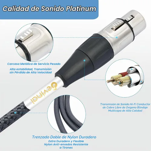 Vista 3 de Devianl XLR y Splitter - Cable divisor XLR y 2 hembra a 1 macho, equilibrado de doble hembra a macho, adaptador de cable de micrófono combinador, 2