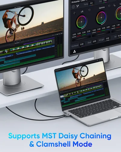 Vista 4 de SUNGUY Cable USB-C a DisplayPort de 6 pies, 8K a 60 Hz 4K a 240 Hz, USB C a DP 32.4 Gbps cable unidireccional Thunderbolt 4/3 para iPhone 17 16 15