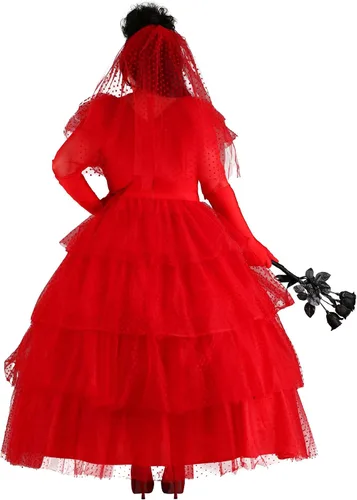 Vista 5 de Vestido de novia rojo talla grande para mujer