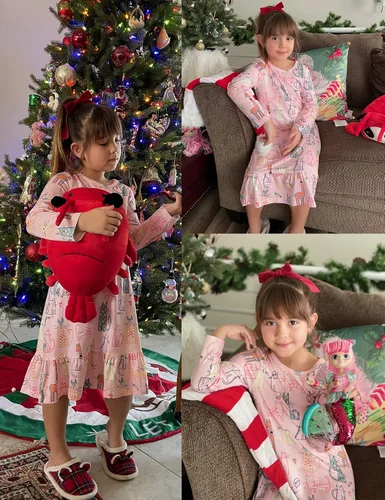 Vista 5 de Arshiner Ropa de dormir para niña de manga larga lindo camisón camisón pijama vestido